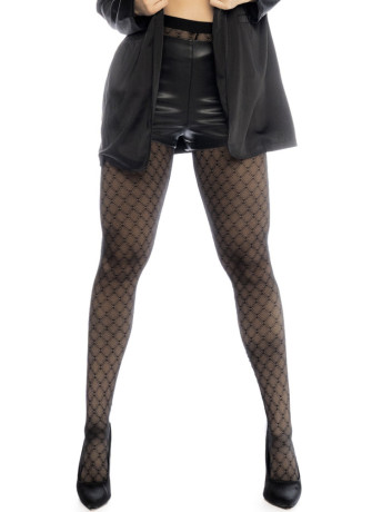 Collant résille noire transparent imprimé - MAL1111BLK